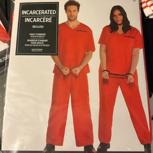 Orange Inmate Prisoner Adult Halloween Costume - New in Package - Picture 1 of 2